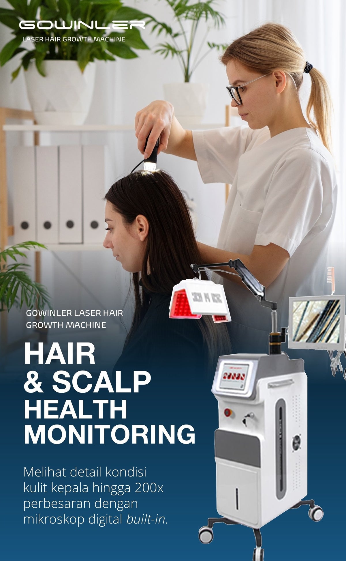 Gowinler Professional Hairgrowth Laser Machine - Clinically Proven, Advanced Scalp Treatment
